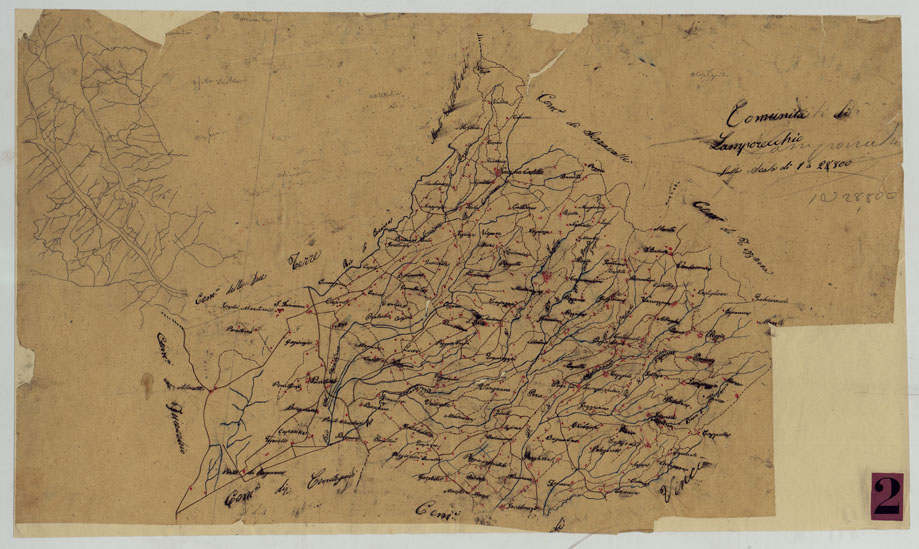 (N:9755) ELEMENTI PER LA FORMAZIONE DI UNA CARTA DELLA TOSCANA ALLA SCALA DI 1:28.800 - LAMPORECCHIO. (CA005646) Carte e stampe antiche: riproduzione a colori su carta (formato A2)