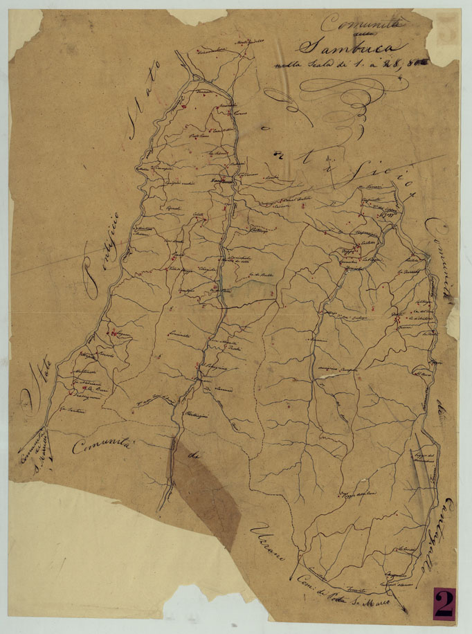(N:9757) ELEMENTI PER LA FORMAZIONE DI UNA CARTA DELLA TOSCANA ALLA SCALA DI 1:28.800 - SAMBUCA PISTOIESE. (CA005647) Carte e stampe antiche: riproduzione a colori su carta (formato A2)