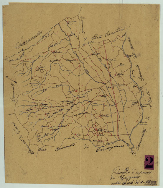 (N:9758) ELEMENTI PER LA FORMAZIONE DI UNA CARTA DELLA TOSCANA ALLA SCALA DI 1:28.800 - QUARRATA. (CA005649) Carte e stampe antiche: riproduzione a colori su carta (formato A2)
