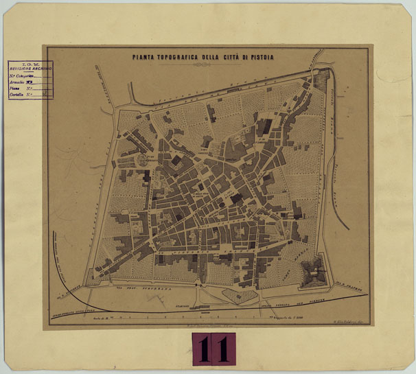 (N:13995) PIANTA TOPOGRAFICA DELLA CITTA' DI PISTOIA (CA005736) Carte e stampe antiche: riproduzione a colori su carta (formato A2)