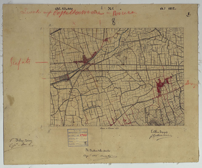 (N:9407) DINTORNI DI NAPOLI  MINUTE DI CAMPAGNA - FOGLIO 8 SCAFATI (CA006532, CA006533) Carte e stampe antiche: riproduzione a colori su carta (formato A2)