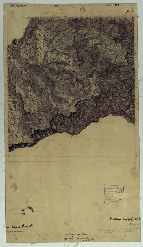 (N:9412) DINTORNI DI NAPOLI  MINUTE DI CAMPAGNA - FOGLIO 13 POSITANO (CA006542, CA006543) Carte e stampe antiche: riproduzione a colori su carta (formato A2)
