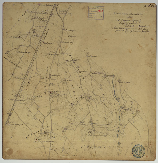 (N:443) BRINDISI E DINTORNI - TAVOLA 6 BIS 1. (CA006706) Carte e stampe antiche: riproduzione a colori su carta (formato A2)