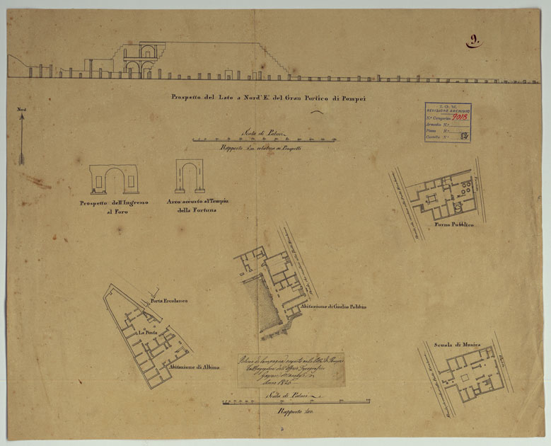 (N:15752) Scavi di Pompei - Foglio 9 (CA006768) Carte e stampe antiche: riproduzione a colori su carta (formato A2)