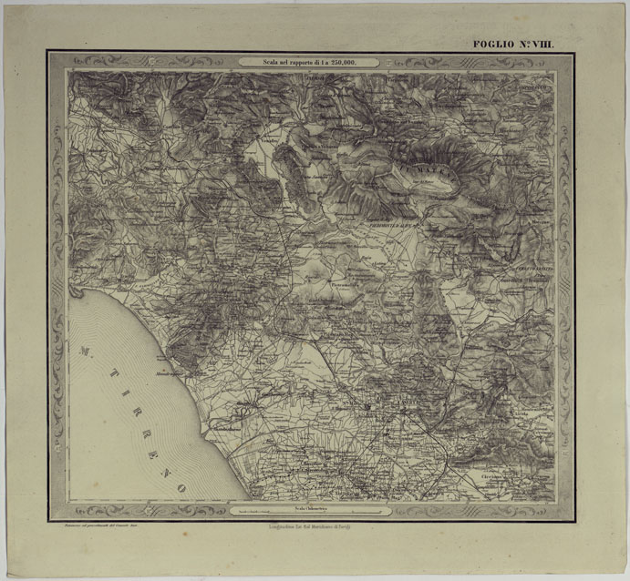 (N:14573) CARTA DELLE PROVINCE NAPOLITANE IN FOGLI 25 FOTOINCISA COL PROCEDIMENTO DEL GENERALE AVET ALLA SCALA DI 1:250.000 PUBBLICATA DALL'ISTITUTO TOPOGRAFICO MILITARE, 1874 - FOGLIO VIII. (CA007530) Carte e stampe antiche: riproduzione a colori su carta (formato A2)