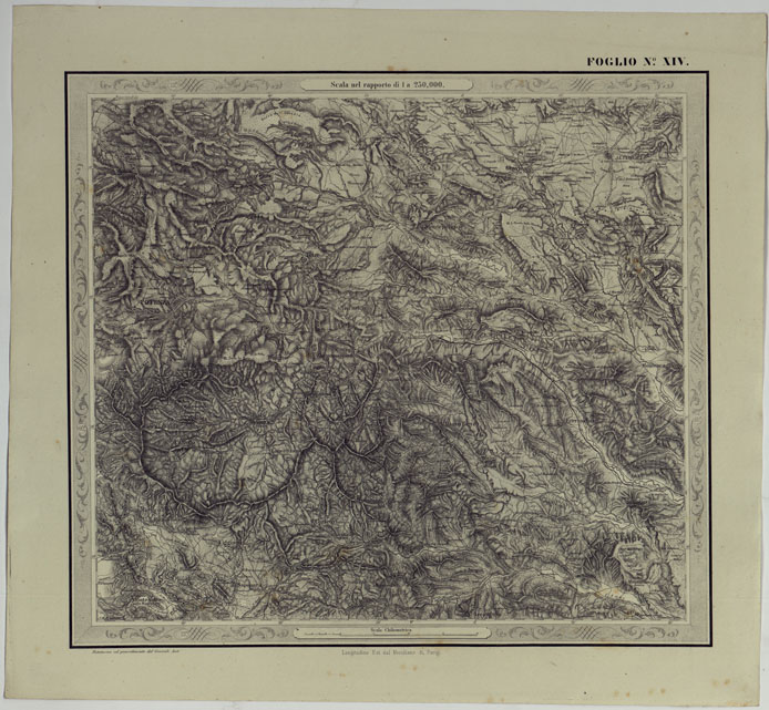 (N:14576) CARTA DELLE PROVINCE NAPOLITANE IN FOGLI 25 FOTOINCISA COL PROCEDIMENTO DEL GENERALE AVET ALLA SCALA DI 1:250.000 PUBBLICATA DALL'ISTITUTO TOPOGRAFICO MILITARE, 1874 - FOGLIO XIV. (CA007534) Carte e stampe antiche: riproduzione a colori su carta (formato A2)