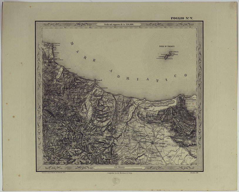 (N:25169) CARTA DELLE PROVINCE NAPOLITANE IN FOGLI 25 FOTOINCISA COL PROCEDIMENTO DEL GENERALE AVET ALLA SCALA DI 1:250.000 COPIA COMPLETA RIVEDUTA DAL 1882 AL 1884 PUBBLICATA DALL'ISTITUTO TOPOGRAFICO MILITARE, 1874 - FOGLIO V. (CA007547) Carte e stampe antiche: riproduzione a colori su carta (formato A2)