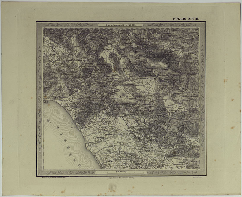 (N:25172) CARTA DELLE PROVINCE NAPOLITANE IN FOGLI 25 FOTOINCISA COL PROCEDIMENTO DEL GENERALE AVET ALLA SCALA DI 1:250.000 COPIA COMPLETA RIVEDUTA DAL 1882 AL 1884 PUBBLICATA DALL'ISTITUTO TOPOGRAFICO MILITARE, 1874 - FOGLIO VIII. (CA007550) Carte e stampe antiche: riproduzione a colori su carta (formato A2)