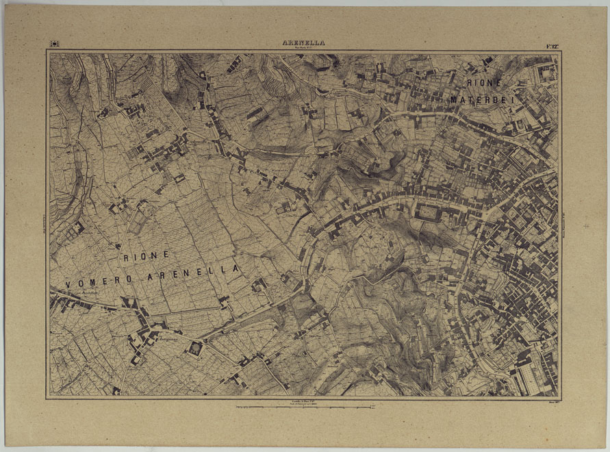 (N:17121) PIANTA TOPOGRAFICA DELLA CITTA' DI NAPOLI ALLA SCALA DI 1:4.000 - FOGLIO 12 ARENELLA.
 (CA007593) Carte e stampe antiche: riproduzione a colori su carta (formato A2)