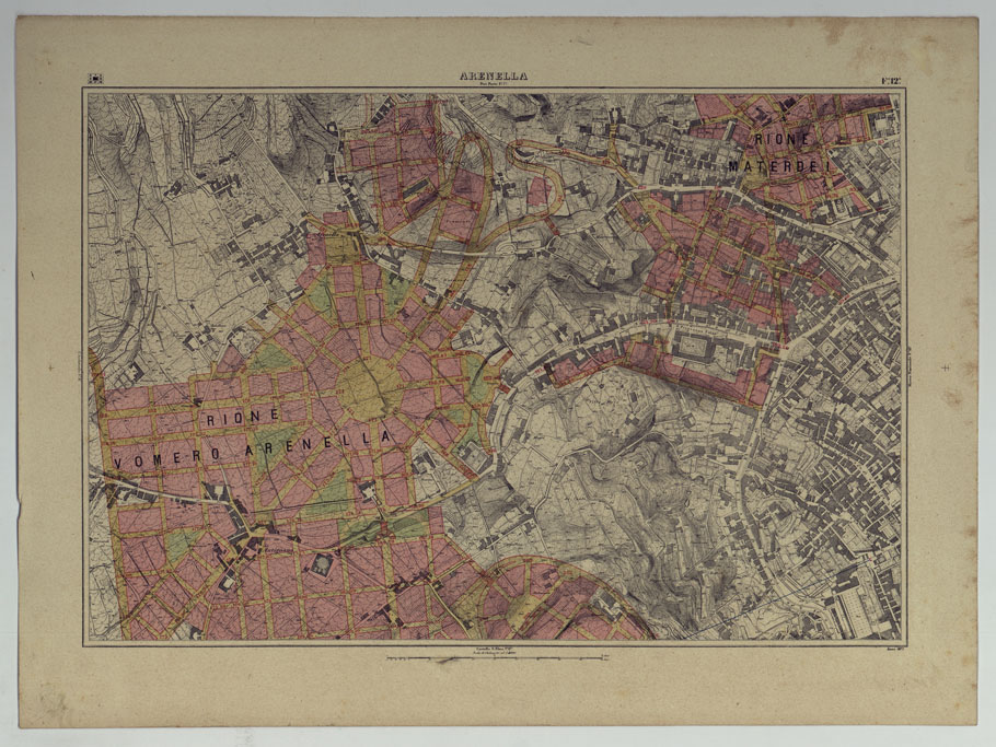 (N:25233) PIANTA TOPOGRAFICA DELLA CITTA' DI NAPOLI ALLA SCALA DI 1:4.000 EDIZIONE CON APPROVAZIONE PER AGGIORNAMENTI CATASTALI - FOGLIO 12 ARENELLA. (CA007637) Carte e stampe antiche: riproduzione a colori su carta (formato A2)