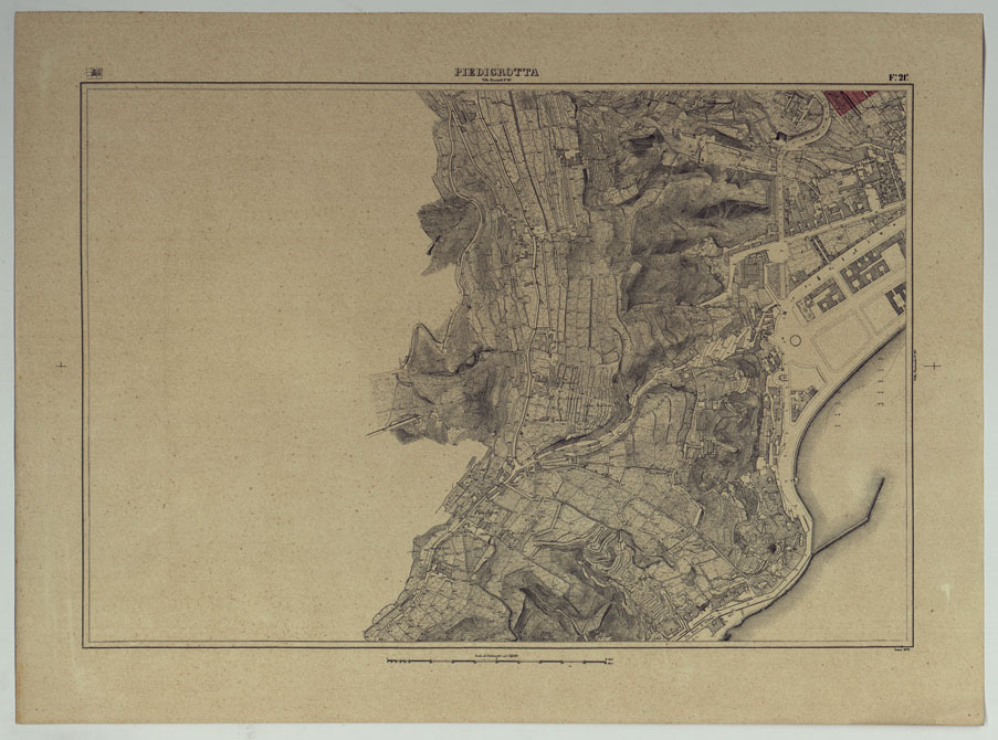 (N:25262) PIANTA TOPOGRAFICA DELLA CITTA' DI NAPOLI ALLA SCALA DI 1:4.000 EDIZIONE CON APPROVAZIONE PER AGGIORNAMENTI CATASTALI - FOGLIO 21 PIEDIGROTTA. (CA007666) Carte e stampe antiche: riproduzione a colori su carta (formato A2)