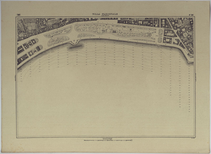 (N:25263) PIANTA TOPOGRAFICA DELLA CITTA' DI NAPOLI ALLA SCALA DI 1:4.000 EDIZIONE CON APPROVAZIONE PER AGGIORNAMENTI CATASTALI - FOGLIO 22 VILLA NAZIONALE. (CA007667) Carte e stampe antiche: riproduzione a colori su carta (formato A2)