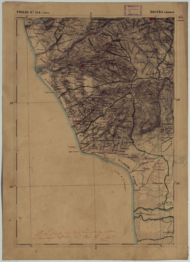 (N:17951) CARTA D'ITALIA - FOGLIO 114 NOCERA TIRINESE. (CA008654) Carte e stampe antiche: riproduzione a colori su carta (formato A2)