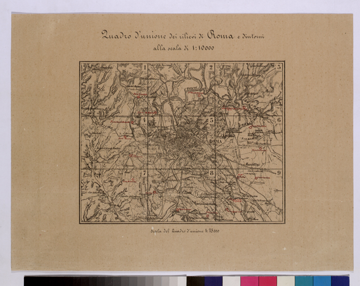 (N:25598) ROMA E DINTORNI - QUADRO D'UNIONE. (CA008797) Carte e stampe antiche: riproduzione a colori su carta (formato A2)