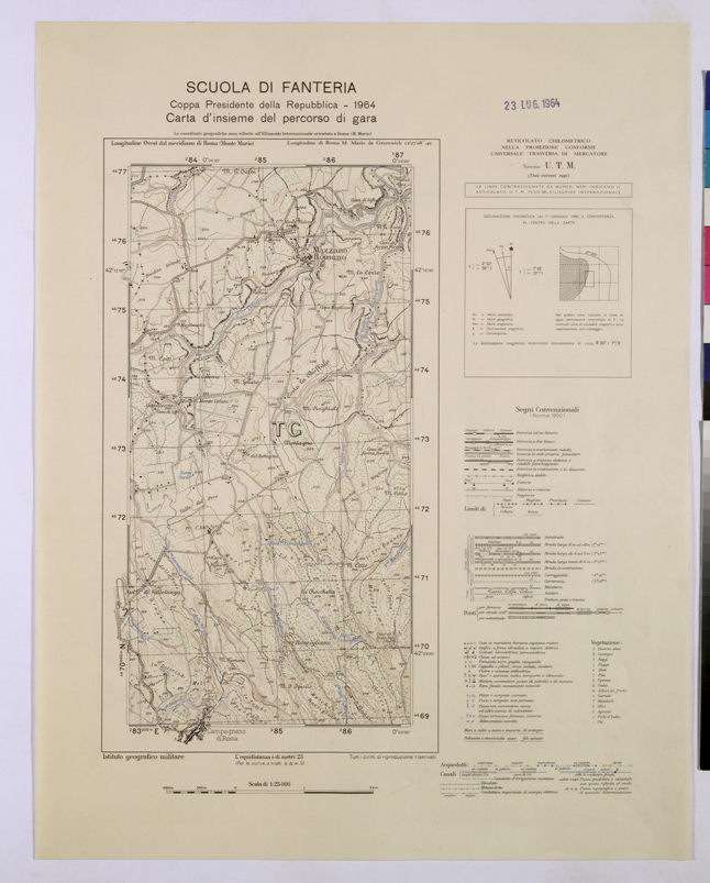 (N:25752) SCUOLA DI FANTERIA COPPA PRESIDENTE DELLA REPUBBLICA 1964 CARTA D'INSIEME DEL PERCORSO DI GARA. (CA008951) Carte e stampe antiche: riproduzione a colori su carta (formato A2)