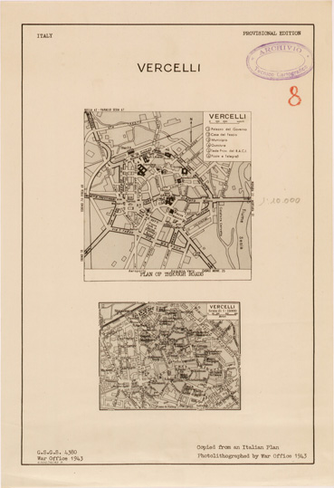 (N:27288) VERCELLI (SE001114) Carte e stampe antiche: riproduzione a colori su carta (formato A3)