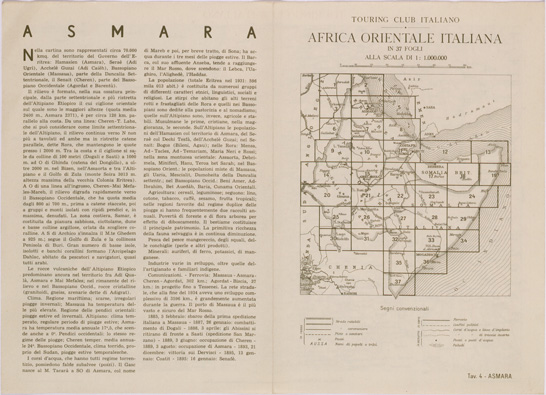 (N:28531) CARTA DELL'AFRICA ORIENTALE ITALIANA FOGLIO 4 ASMARA (RETRO) (SE002363) Carte e stampe antiche: riproduzione a colori su carta (formato A3)