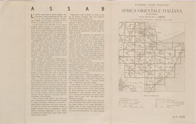 (N:28553) CARTA DELL'AFRICA ORIENTALE ITALIANA FOGLIO 8 ASSAB (RETRO) (SE002370) Carte e stampe antiche: riproduzione a colori su carta (formato A3)