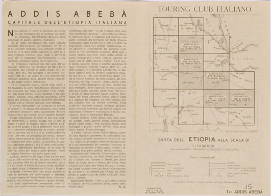 (N:28576) CARTA DELL'AFRICA ORIENTALE ITALIANA FOGLIO 15 ADDIS ABEBA (RETRO) (SE002379) Carte e stampe antiche: riproduzione a colori su carta (formato A3)