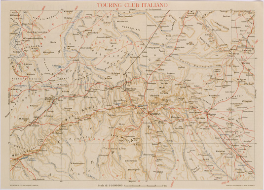(N:28580) CARTA DELL'AFRICA ORIENTALE ITALIANA FOGLIO 16 HARRAR (SE002380) Carte e stampe antiche: riproduzione a colori su carta (formato A3)