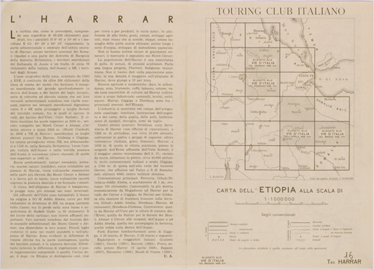 (N:28579) CARTA DELL'AFRICA ORIENTALE ITALIANA FOGLIO 16 HARRAR (RETRO) (SE002381) Carte e stampe antiche: riproduzione a colori su carta (formato A3)