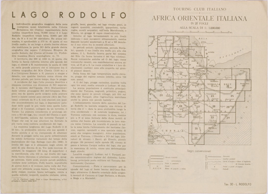 (N:28598) CARTA DELL'AFRICA ORIENTALE ITALIANA FOGLIO 30 LAGO RODOLFO (RETRO) (SE002399) Carte e stampe antiche: riproduzione a colori su carta (formato A3)