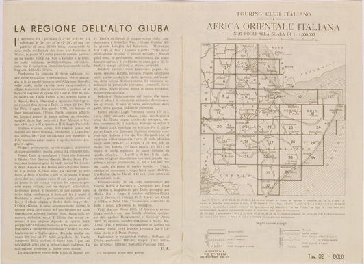 (N:28602) CARTA DELL'AFRICA ORIENTALE ITALIANA FOGLIO 32 DOLO (RETRO) (SE002403) Carte e stampe antiche: riproduzione a colori su carta (formato A3)