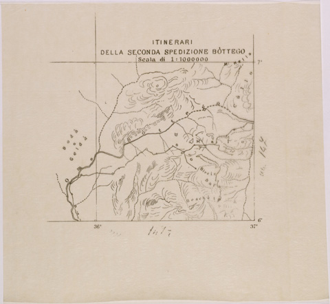 (N:28644) ITINERARIO DELLA SECONDA SPEDIZIONE BOTTEGO - LUCIDO 3. (SE002536) Carte e stampe antiche: riproduzione a colori su carta (formato A3)