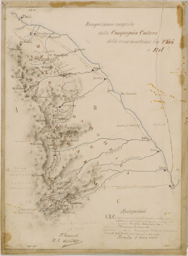 (N:30180) RICOGNIZIONE COMPIUTA DALLA COMPAGNIA COSTIERA DELLA ZONA MONTUOSA FRA THIO' E ED (SE004085) Carte e stampe antiche: riproduzione a colori su carta (formato A3)