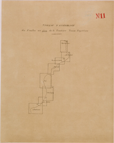 (N:30278) FRONTIERE TUNISO TRIPOLITAINE - QUADRO D'UNIONE. (SE004292) Carte e stampe antiche: riproduzione a colori su carta (formato A3)