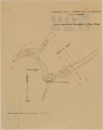 (N:30957) SCHIZZO PLANIMETRICO DIMOSTRATIVO DI MARSA BREGA (SE004935) Carte e stampe antiche: riproduzione a colori su carta (formato A3)