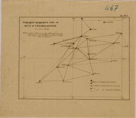 (N:31087) RETE DI TRIANGOLAZIONE. (SE005059) Carte e stampe antiche: riproduzione a colori su carta (formato A3)