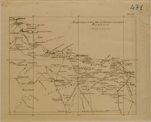 (N:31091) RICOGNIZIONI IN CIRENAICA ORIENTALE MARMARICA. (SE005063) Carte e stampe antiche: riproduzione a colori su carta (formato A3)