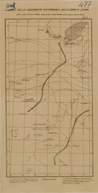 (N:31097) LINEE DELLA IDROGRAFIA SOTTERRANEA DELLA ZONA DI CUFRA (SE005069) Carte e stampe antiche: riproduzione a colori su carta (formato A3)