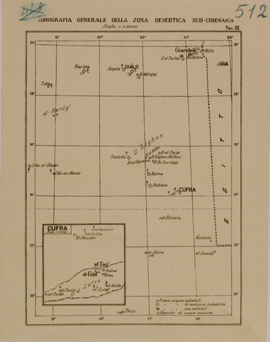 (N:31202) IDROGRAFIA GENERALE DELLA ZONA DESERTICA SUD CIRENAICA TAOLA III (SE005111) Carte e stampe antiche: riproduzione a colori su carta (formato A3)