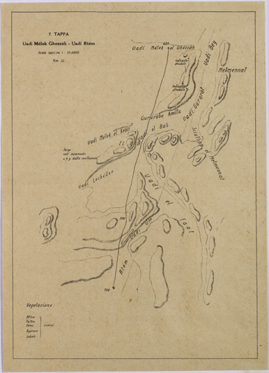 (N:31485) ITINERARIO ESC SCIUEREF-BRAK - 7 TAPPA UADI MELEK GHEZZAH - UADI RTEM (SE005546) Carte e stampe antiche: riproduzione a colori su carta (formato A3)