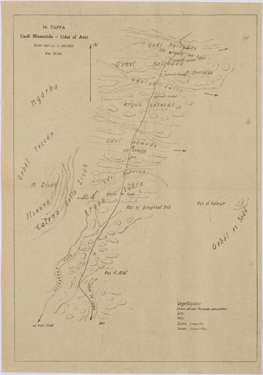 (N:31490) ITINERARIO ESC SCIUEREF-BRAK - 14 TAPPA UADI MASSAUDA - UDEI EL ATUT (SE005552) Carte e stampe antiche: riproduzione a colori su carta (formato A3)