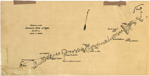 (N:31492) ITINERARIO EL FIGHA-ZELLA. (SE005554) Carte e stampe antiche: riproduzione a colori su carta (formato A3)