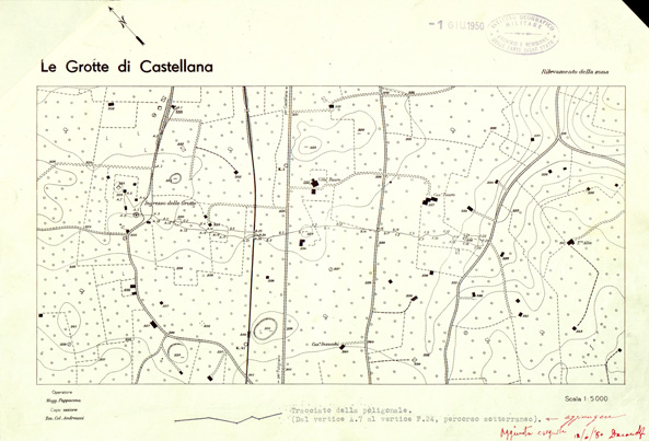 (N:33592) LE GROTTE DI CASTELLANA - RILIEVO E POLIGONALE (SE007788) Carte e stampe antiche: riproduzione a colori su carta (formato A3)