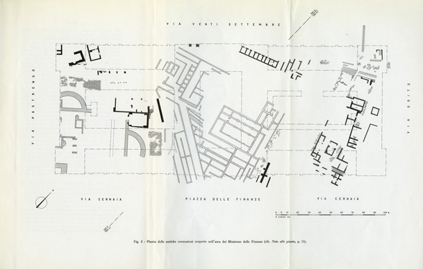 (N:35564) CARTA ARCHEOLOGICA DI ROMA SCHIZZO ALLEGATO AL LIBRETTO DELLA TAVOLA III ANGOLO NORD DELLE TERME DI DIOCLEZIANO (SE008809) Carte e stampe antiche: riproduzione a colori su carta (formato A3)