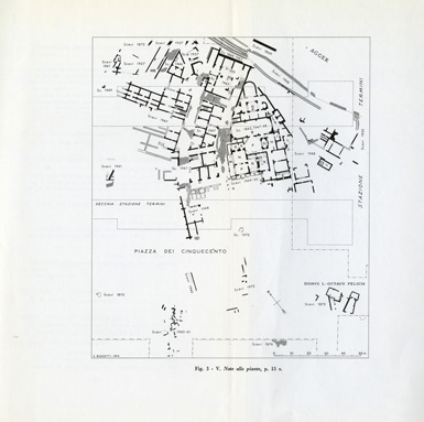 (N:35565) CARTA ARCHEOLOGICA DI ROMA SCHIZZO ALLEGATO AL LIBRETTO DELLA TAVOLA III PIAZZA DEI CINQUECENTO (SE008810) Carte e stampe antiche: riproduzione a colori su carta (formato A3)