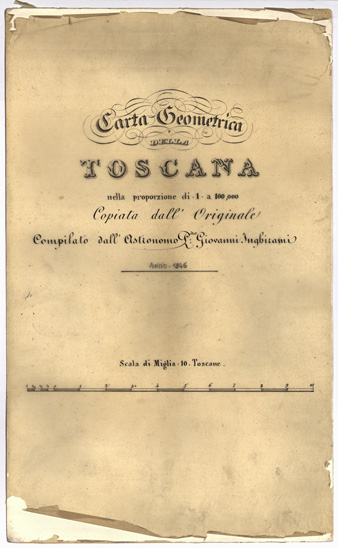 (N:5336) CARTA GEOMETRICA DELLA TOSCANA NELLA PROPORZIONE DI 1:100.000. COPIATA DALL'ORIGINALE COMPILATO DALL'ASTRONOMO P.DRE GIOVANNI INGHIRAMI - Titolo (B0000003) Carte e stampe antiche: riproduzione a colori su carta (formato A3)