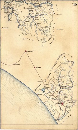 (N:5339) CARTA GEOMETRICA DELLA TOSCANA NELLA PROPORZIONE DI 1:100.000. COPIATA DALL'ORIGINALE COMPILATO DALL'ASTRONOMO P.DRE GIOVANNI INGHIRAMI - Foglio 15 - Pietrasanta (B0000011) Carte e stampe antiche: riproduzione a colori su carta (formato A3)