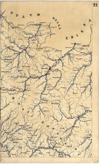 (N:5346) CARTA GEOMETRICA DELLA TOSCANA NELLA PROPORZIONE DI 1:100.000. COPIATA DALL'ORIGINALE COMPILATO DALL'ASTRONOMO P.DRE GIOVANNI INGHIRAMI - Foglio 21 - Marradi (B0000017) Carte e stampe antiche: riproduzione a colori su carta (formato A3)