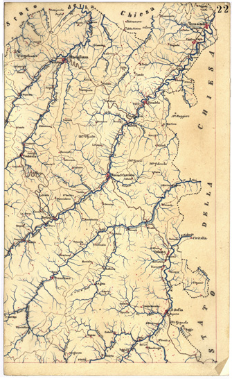 (N:5347) CARTA GEOMETRICA DELLA TOSCANA NELLA PROPORZIONE DI 1:100.000. COPIATA DALL'ORIGINALE COMPILATO DALL'ASTRONOMO P.DRE GIOVANNI INGHIRAMI - Foglio 22 - Rocca S. Casciano (B0000018) Carte e stampe antiche: riproduzione a colori su carta (formato A3)