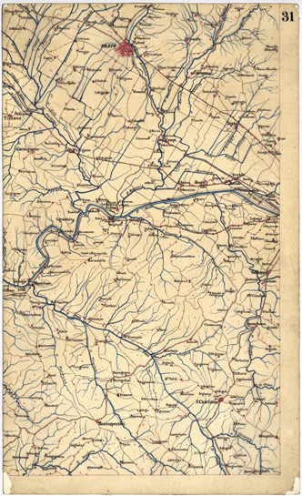 (N:5354) CARTA GEOMETRICA DELLA TOSCANA NELLA PROPORZIONE DI 1:100.000. COPIATA DALL'ORIGINALE COMPILATO DALL'ASTRONOMO P.DRE GIOVANNI INGHIRAMI - Foglio 31 - Prato (B0000024) Carte e stampe antiche: riproduzione a colori su carta (formato A3)