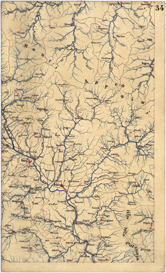 (N:5357) CARTA GEOMETRICA DELLA TOSCANA NELLA PROPORZIONE DI 1:100.000. COPIATA DALL'ORIGINALE COMPILATO DALL'ASTRONOMO P.DRE GIOVANNI INGHIRAMI - Foglio 34 - Poppi (B0000027) Carte e stampe antiche: riproduzione a colori su carta (formato A3)