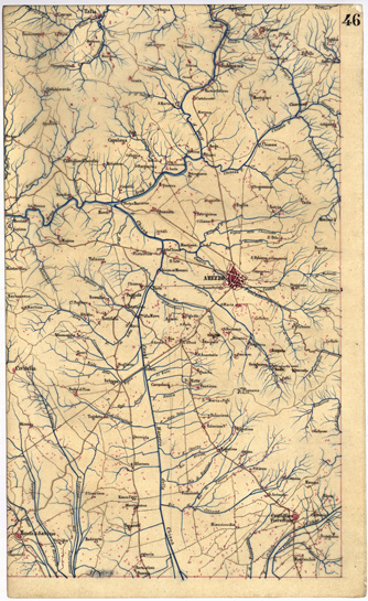 (N:5365) CARTA GEOMETRICA DELLA TOSCANA NELLA PROPORZIONE DI 1:100.000. COPIATA DALL'ORIGINALE COMPILATO DALL'ASTRONOMO P.DRE GIOVANNI INGHIRAMI - Foglio 46 - Arezzo (B0000036) Carte e stampe antiche: riproduzione a colori su carta (formato A3)