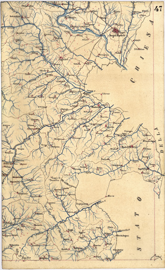 (N:5366) CARTA GEOMETRICA DELLA TOSCANA NELLA PROPORZIONE DI 1:100.000. COPIATA DALL'ORIGINALE COMPILATO DALL'ASTRONOMO P.DRE GIOVANNI INGHIRAMI - Foglio 47 - Borgo San Sepolcro (B0000037) Carte e stampe antiche: riproduzione a colori su carta (formato A3)