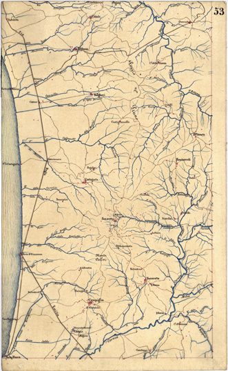 (N:5368) CARTA GEOMETRICA DELLA TOSCANA NELLA PROPORZIONE DI 1:100.000. COPIATA DALL'ORIGINALE COMPILATO DALL'ASTRONOMO P.DRE GIOVANNI INGHIRAMI - Foglio 53 - Campiglia (B0000039) Carte e stampe antiche: riproduzione a colori su carta (formato A3)